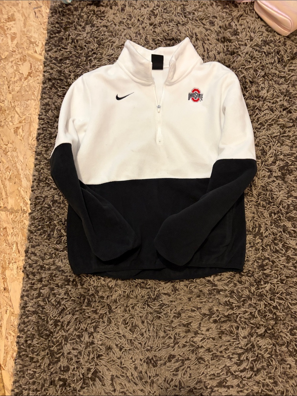 Nike White and Black Half-Zip Fleece with Ohio State Logo